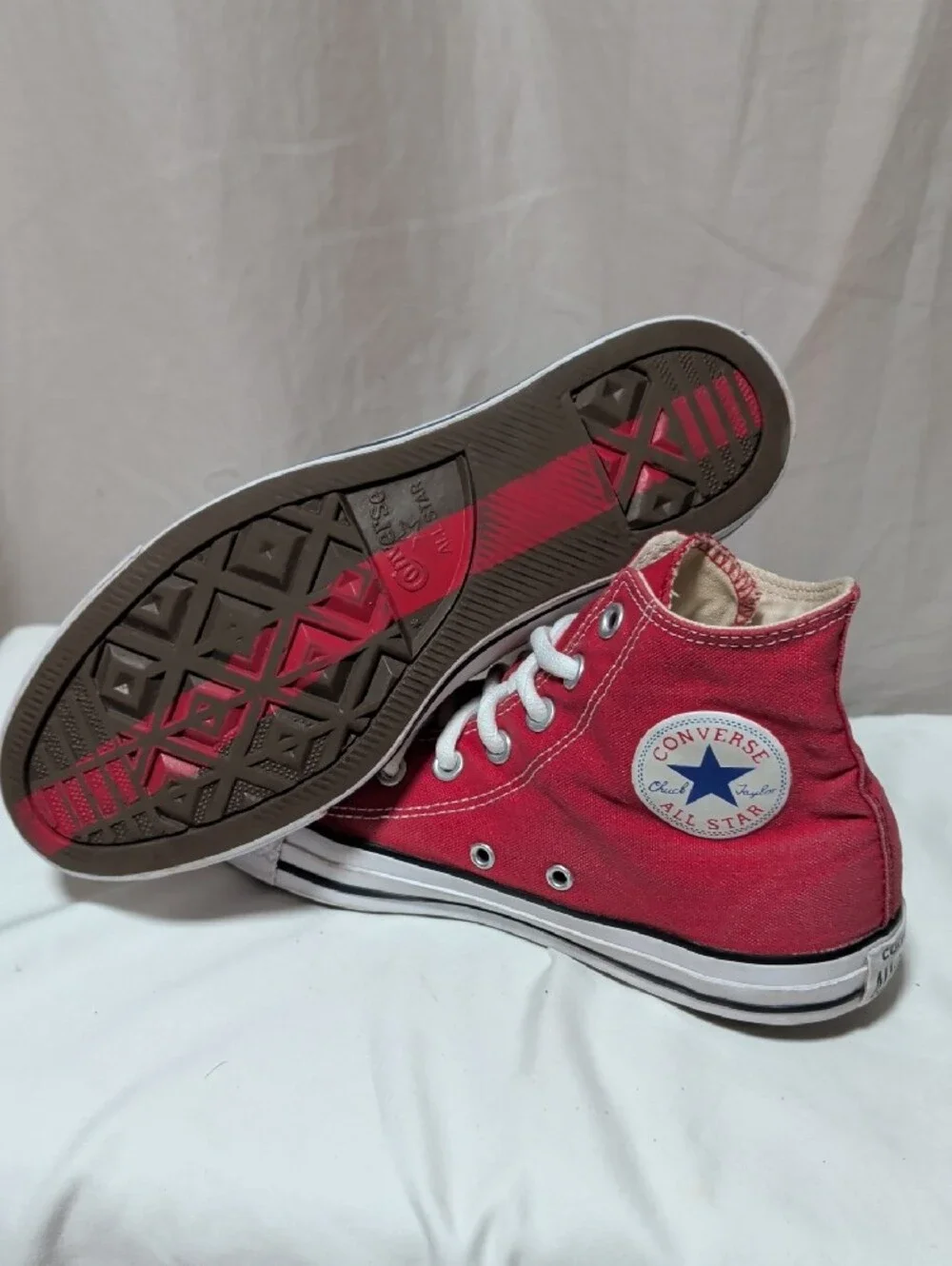 Men's Converse High Top Sneakers in Red with White Trim Size 8 1/2 Skater